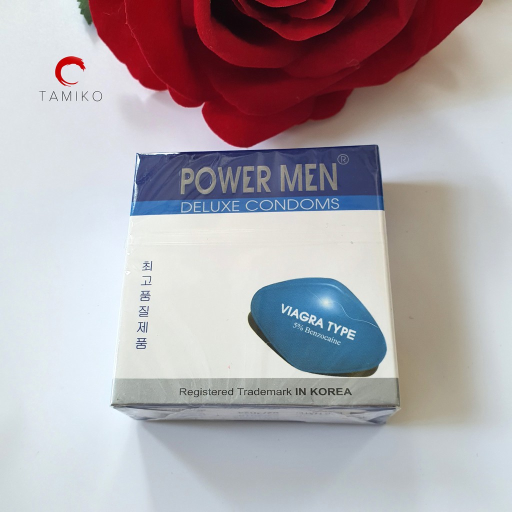 [CHÍNH HÃNG] Bao cao su Powermen Viagra Type - Siêu Mỏng, Chống Xuất Tinh Sớm - Xuất Xứ Hàn Quốc- Hộp 3 Cái