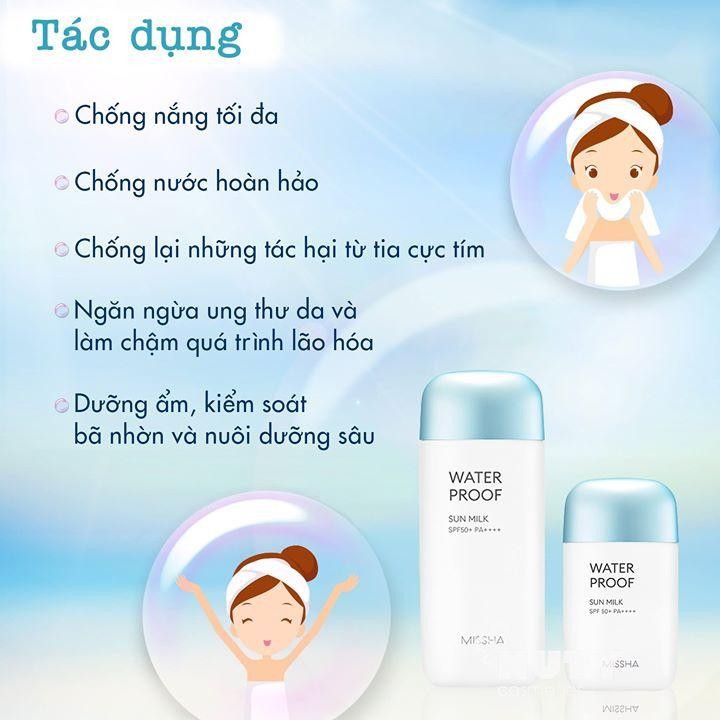 Kem chống nắng Missha Waterproof Sun Milk SPF50+ PA++++ 70ml