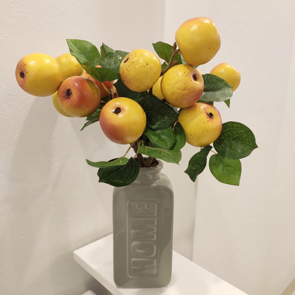 Cành táo vàng 4 quả - cành táo giả - trang trí nhà cửa Han Flowers