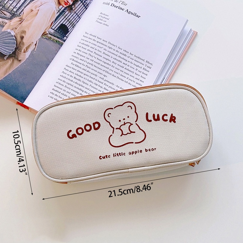 Túi Đựng Bút Bằng Vải Canvas Có Khóa Kéo Họa Tiết Dễ Thương