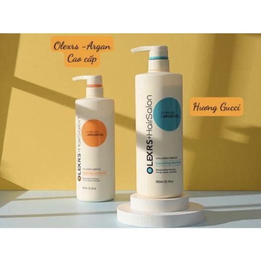 Cặp Dầu Gội Xả Olexrs Argan Oil Collagen Hair Salon 500ml Cho Tóc Khô Hư Tổn
