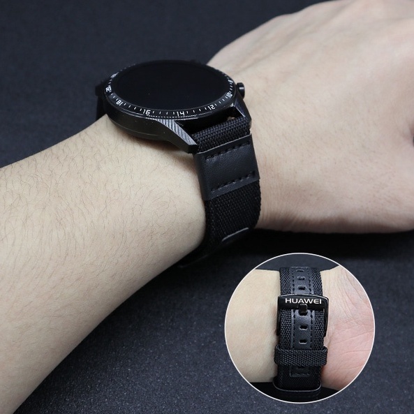 Dây Đeo Bằng Da nylon 22mm Cho Đồng Hồ huawei gt3 46mm / gt2 46mm / pro / gt2e / watch3pro honor magic2 46mm / gs pro
