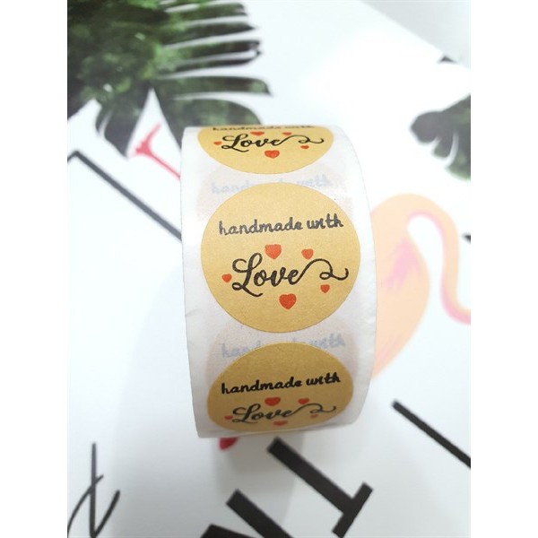 Tem dán bánh Love H49 ⚡ SIÊU ĐẸP ⚡ cuộn 500 tem dán bánh hình ảnh rõ ràng sắc nét