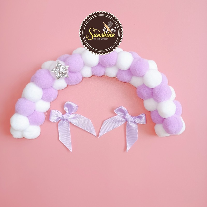 Cổng Cầu Vồng Bông Trang Trí Bánh Kem Sinh Nhật Topper Cake 15x19 cm