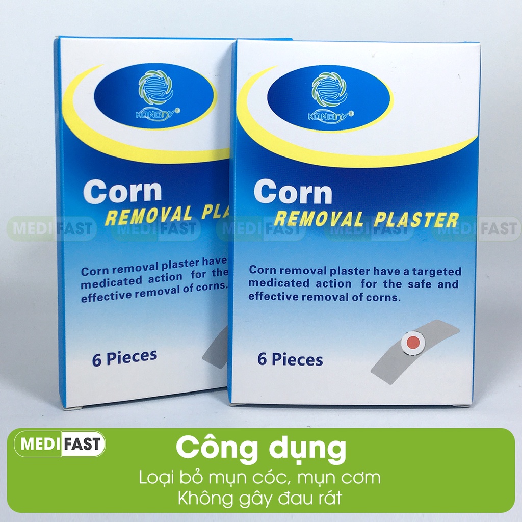 Miếng dán giảm mụn cóc Corn Removal Plaster Hộp 6 miếng dán mụn cơm, chai chân an toàn, không gây đau