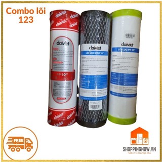 [LINH KIỆN CHÍNH HÃNG] Lõi Lọc Nước 123 Đại Việt Cấu Hình COMBO PP 5micron-CTO- PP 1micron Chính Hãng