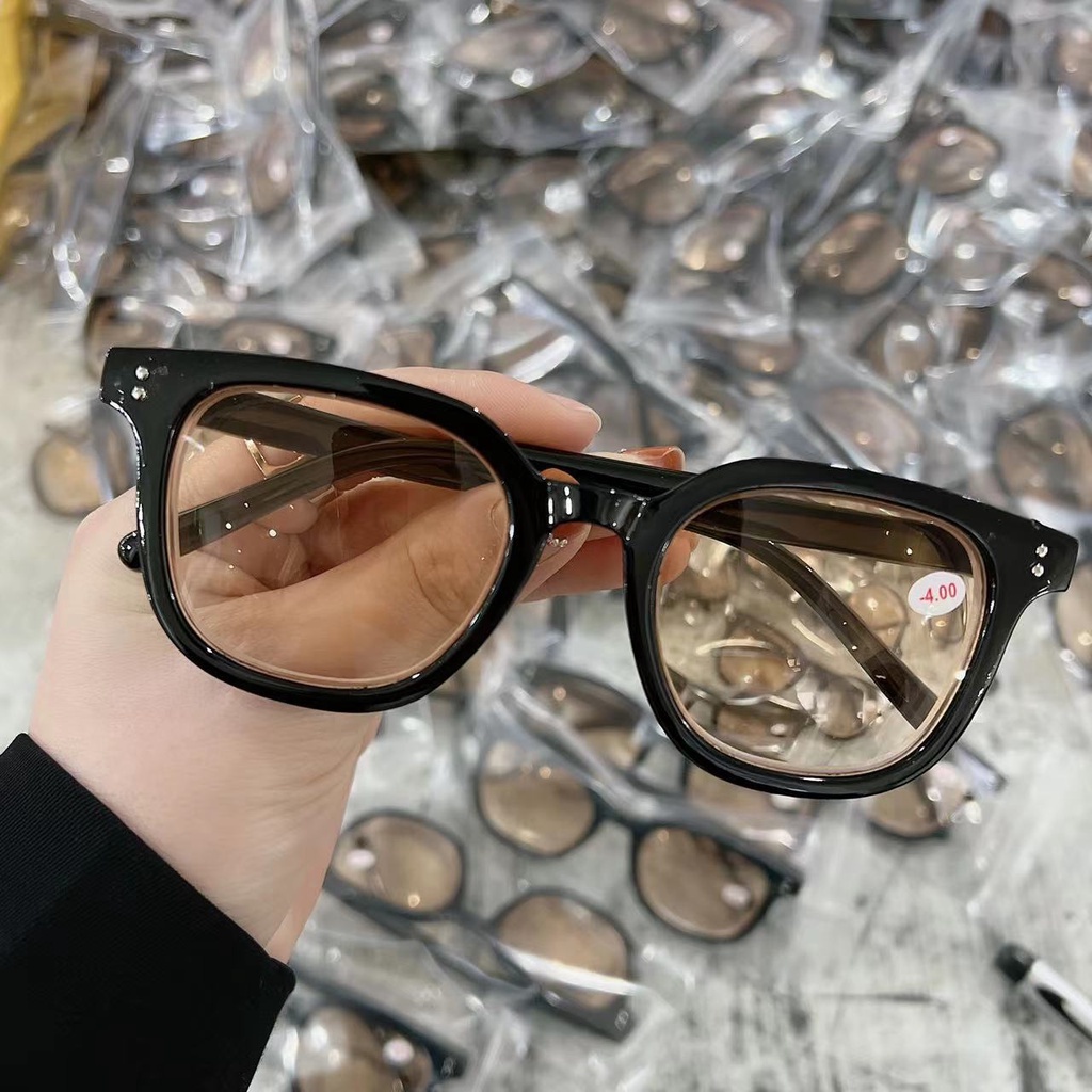 Đen Kính Mát Gọng Kim Loại 0~4.0 Chống Tia UV Cho Nam Và Nữ