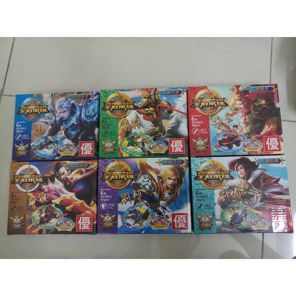 Đồ chơi lắp ráp lego minifigues nhân vật lol tam quốc Y801 trọn bộ 6 hộp như hình.
