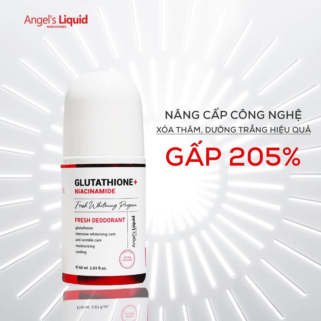 [CHE TÊN] LĂN NÁCH ANGEL'S LIQUID Glutathione PLUS Niacinamide Fresh Deodorant Mờ Thâm, Dưỡng Trắng Da 60ml