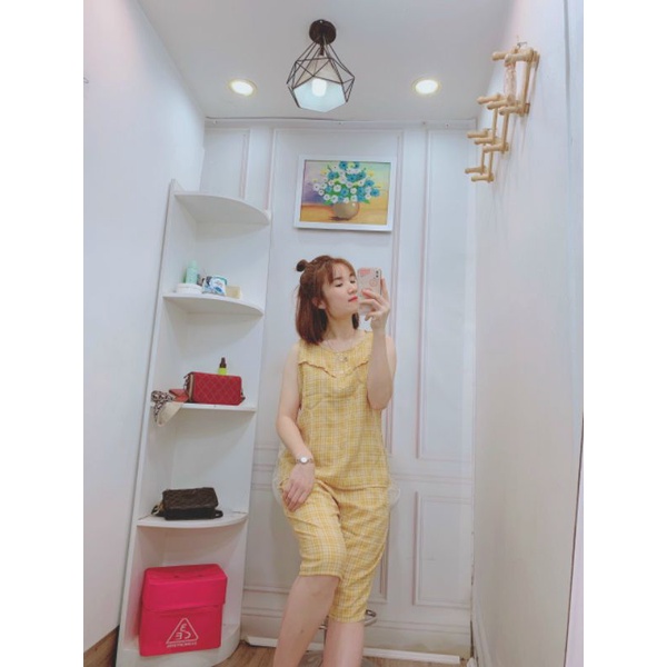Bộ đồ mặc nhà chất đũi sát nách quần ngố