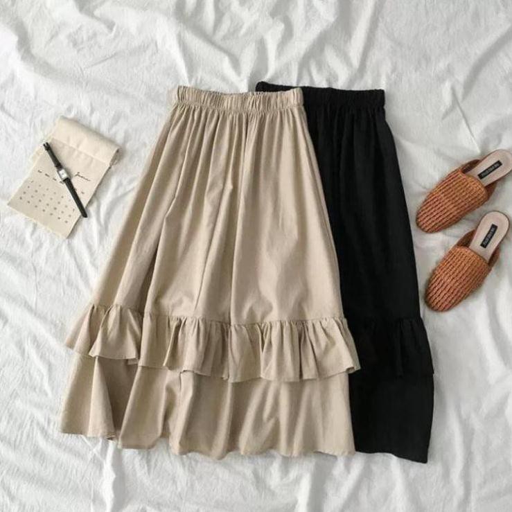 Chân Váy Midi Nữ 🦋 Chân Váy Vạt Bèo 2 Tầng 3 Màu 🦋Kiểu Dáng Dịu Dàng Cá Tính | BigBuy360 - bigbuy360.vn