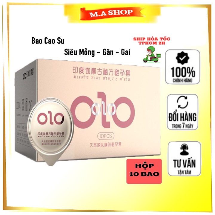 Bao cao su OlO 001 Hồng India Gamma Formula gân gai, nhiều gel, kéo dài thời gian - Hộp 10 bao - M.A Shop