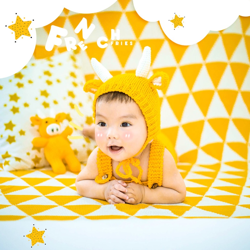 Bộ Đồ Hóa Trang Bò Sữa Vàng Dùng Chụp Ảnh Cho Bé Sơ Sinh