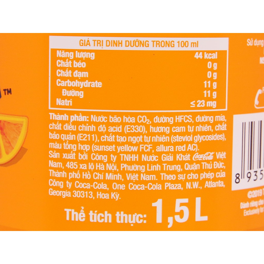 Nước ngọt Fanta vị cam 1.5 lít Hsd 12/2020