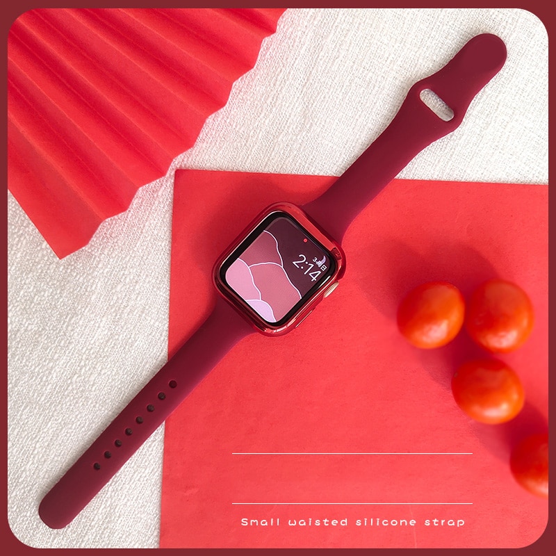 Dây silicone mảnh thích hợp cho đồng hồ Apple Watch 40mm 44mm 38mm 42mm Series 6 Se 5 4 3
