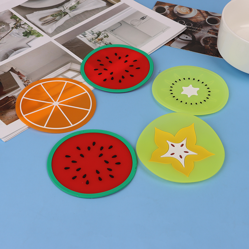 [Champaflower] Đế Lót Ly Bằng Silicone Cách Nhiệt Chống Trượt Hình Trái Cây Hiện Đại