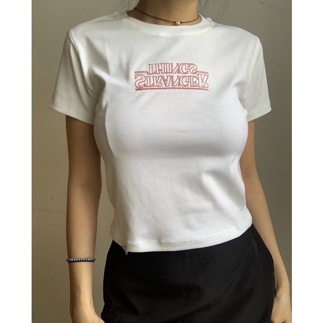 Áo Thun Trắng In,Thêu Hình Màu Sắc tiemmem