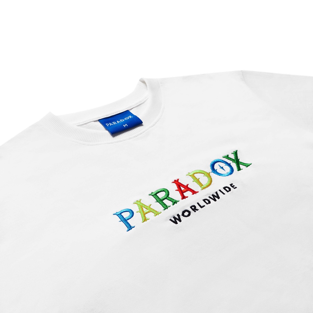 Áo thun form rộng Paradox tay lỡ - Unisex - In hình - THE GLEAM - Màu trắng