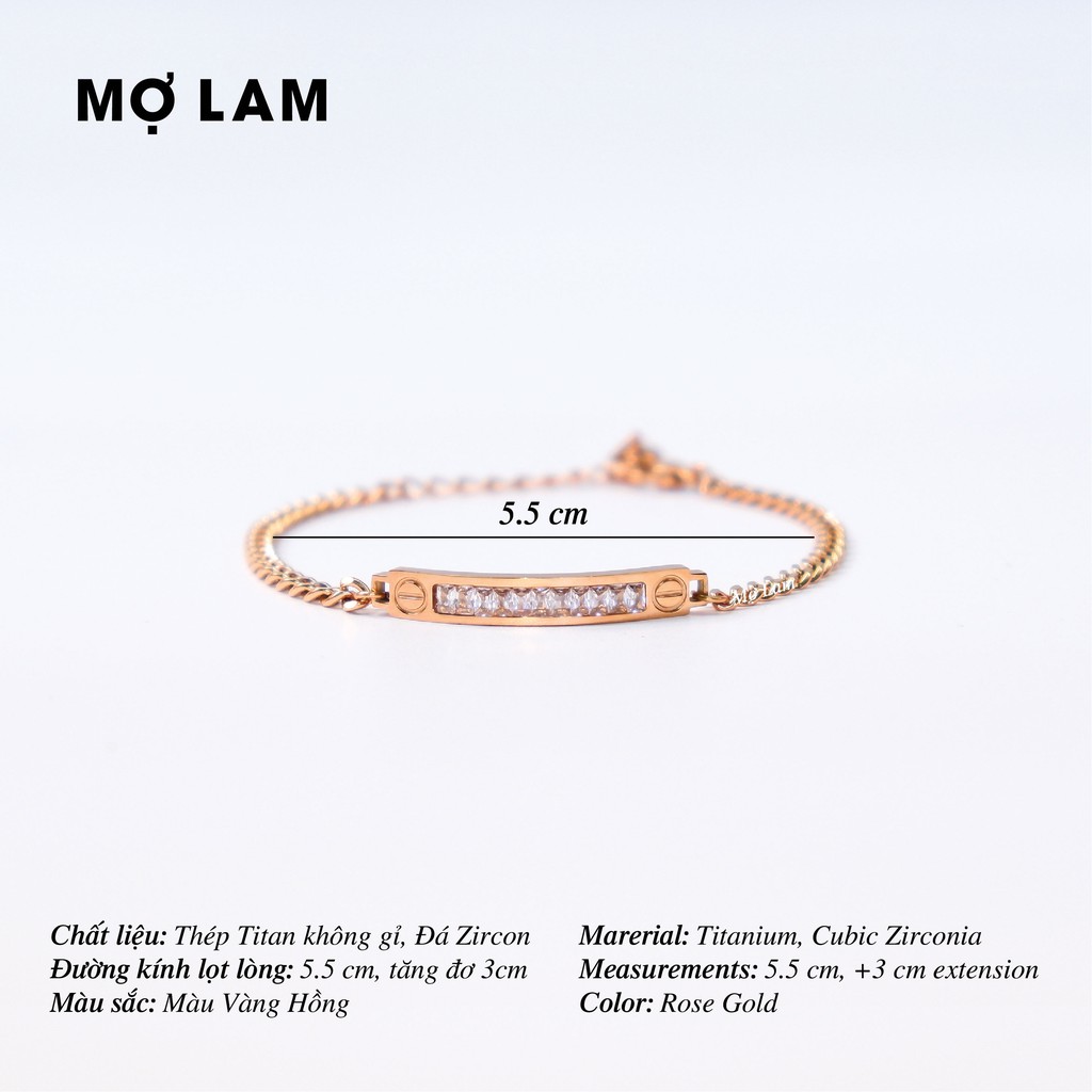 Lắc tay vàng đính đá | Trang sức titan không đen | Quà tặng bạn gái - Titanium Bracelet