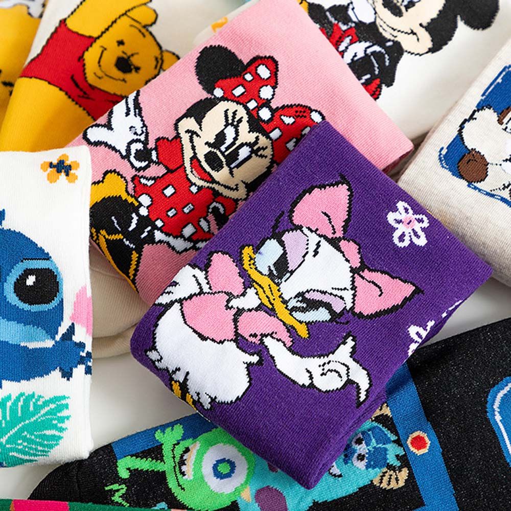 Đôi vớ thể thao thoáng khí in hình chuột Mickey Minnie phong cách Harajuku Hàn Quốc dễ thương cho nữ