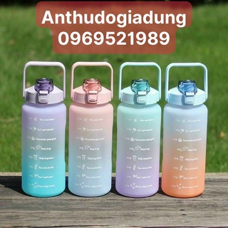 Bình Nước 2 Lít Chia Vạch Báo Giờ Uống, Bình Đựng Nước Thể Thao Có Quai Xách Vòi Hút Siêu Cute -anthudogiadung89
