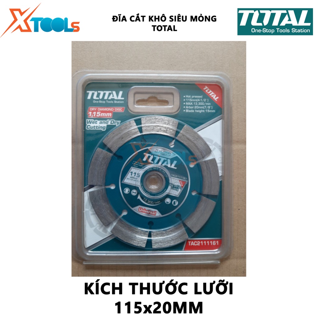 Đĩa cắt khô siêu mỏng TOTAL TAC2111161 | Đĩa cắt Kích lưỡi lưỡi: 115X20mm, Kèm theo 1 long đền 16mm [XTOOLS]