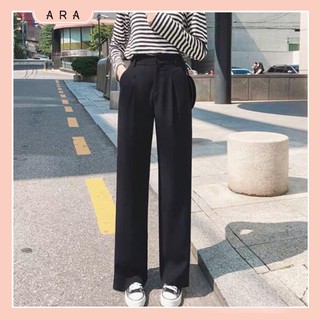 Quần baggy vải trơn suông cài cúc vải mềm mát