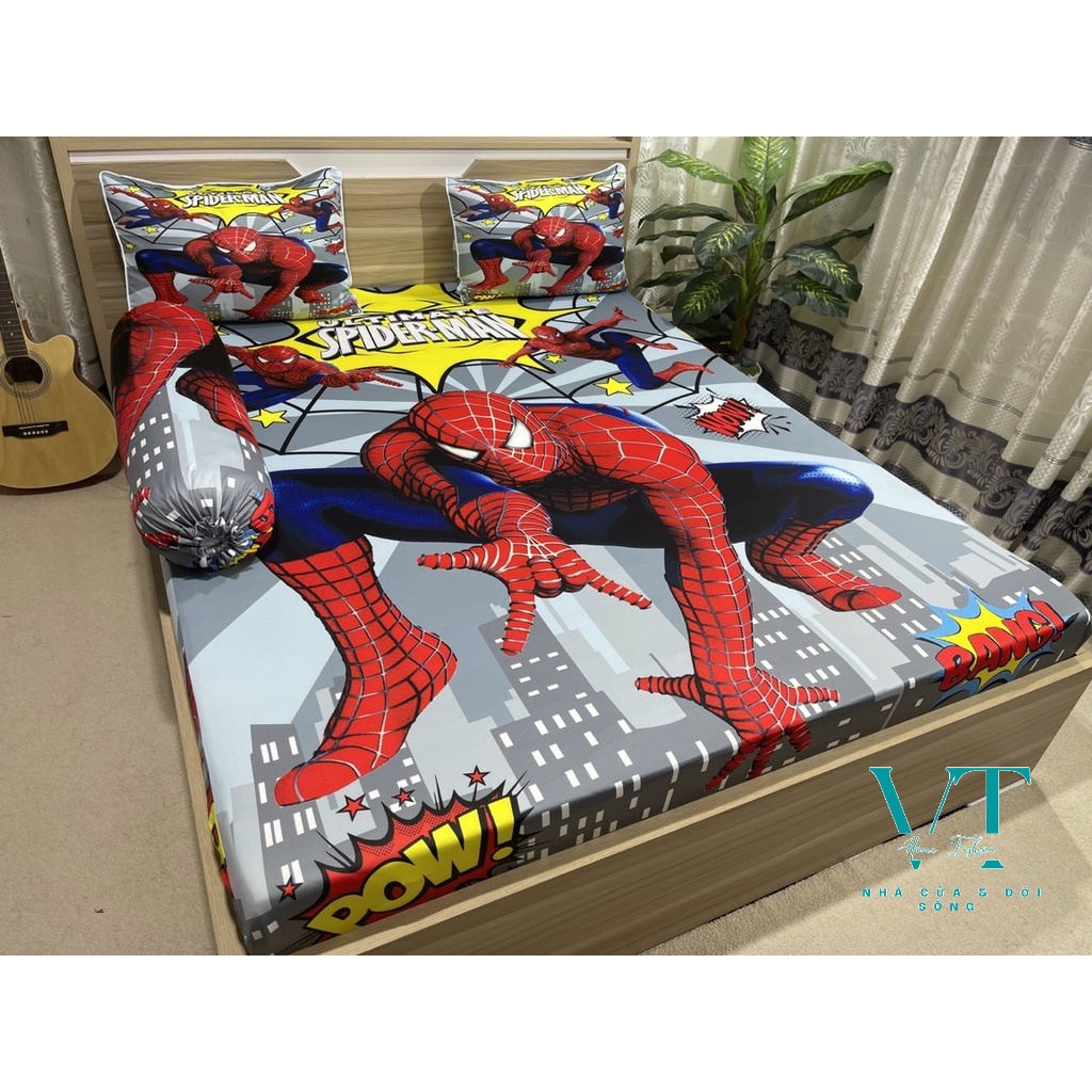 Bộ Chăn Ga Thun 5D Ý Cartoon
