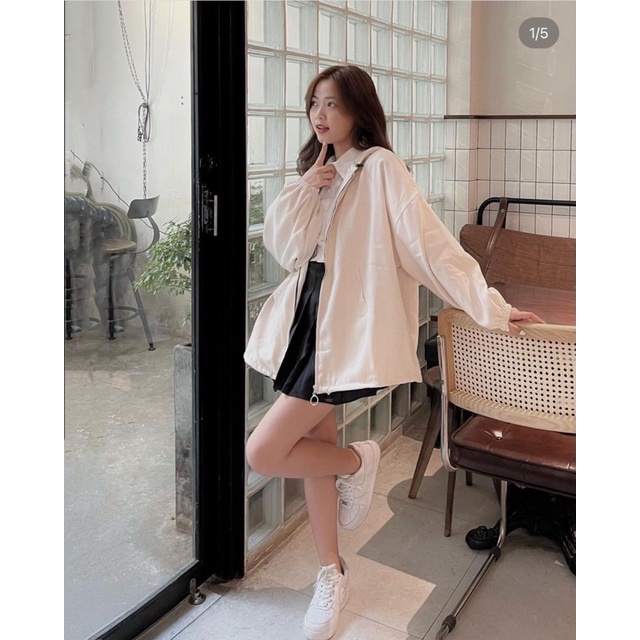 Áo khoác nữ có mũ tay bồng Chất nhung tăm lì ẢNH THẬT