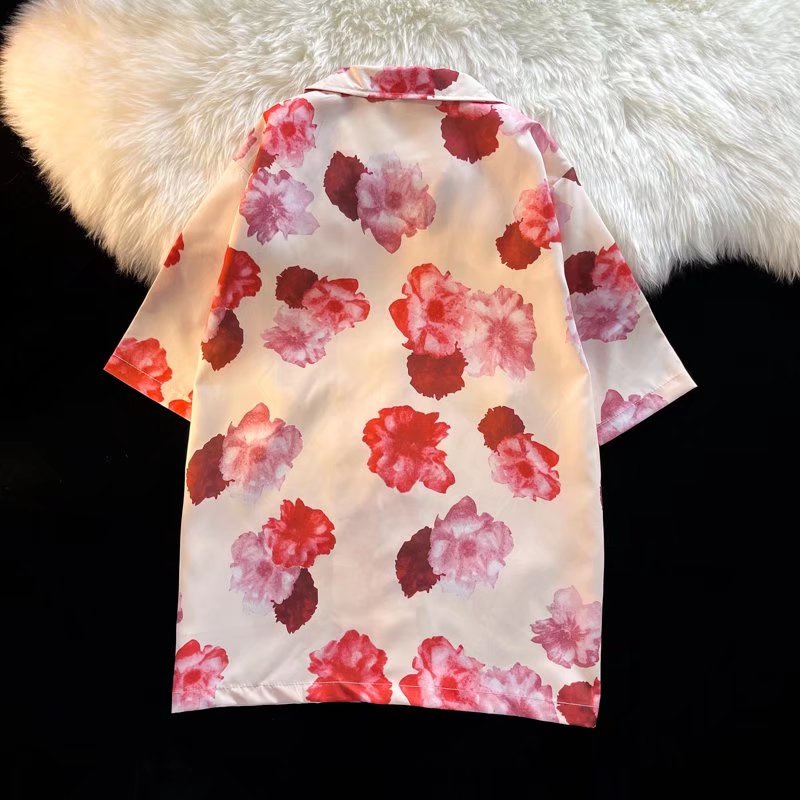 Áo Sơ Mi Tay Ngắn Dáng Rộng Thoáng Khí In Họa Tiết Hoa Phong Cách Hàn Quốc Thời Trang Mùa Hè Cho Nam