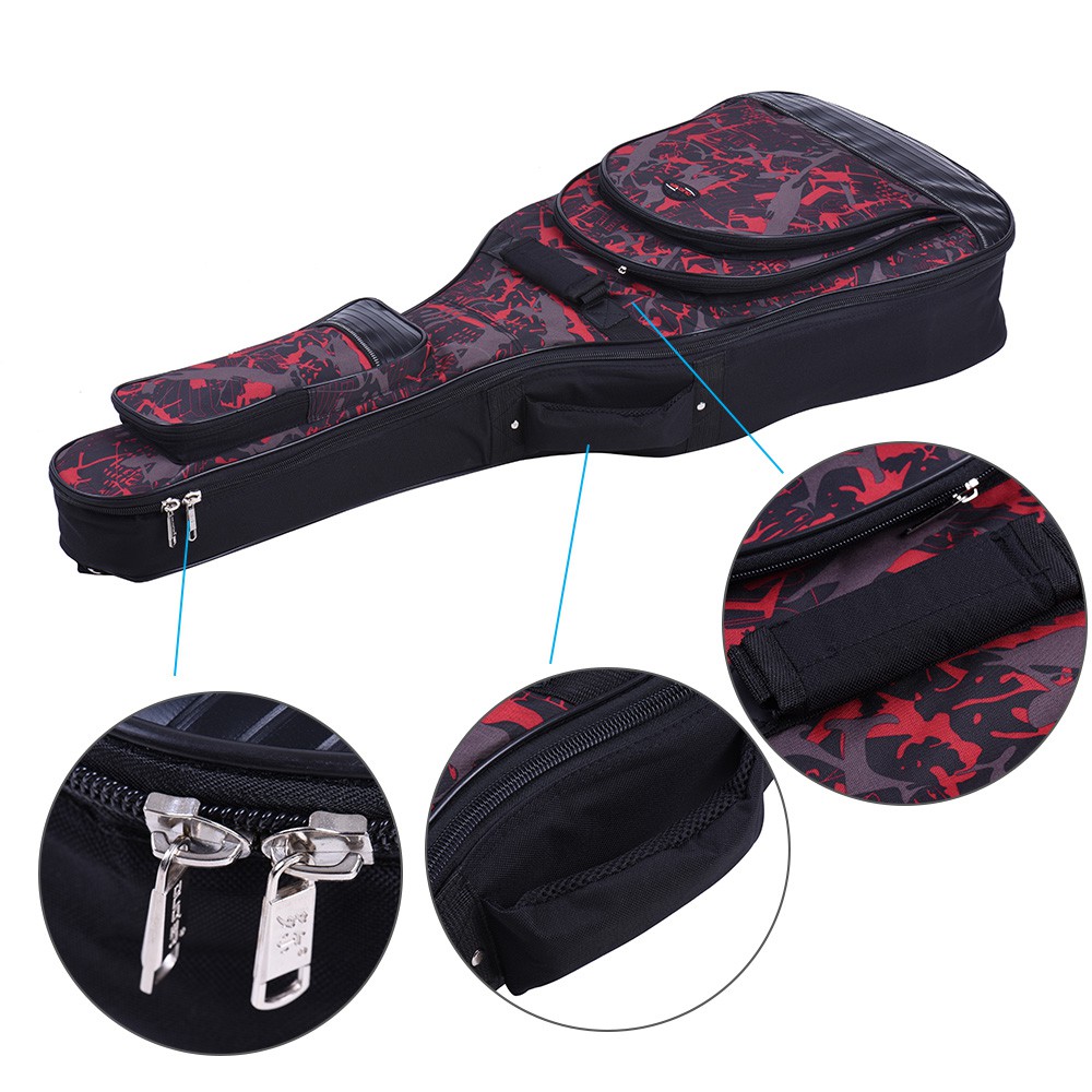 Ĩ 42" Acoustic Folk Classical Guitar Bag Case Backpack Adjustable Shoulder Strap 600D Cloth Multiple Pocket Camouflage R