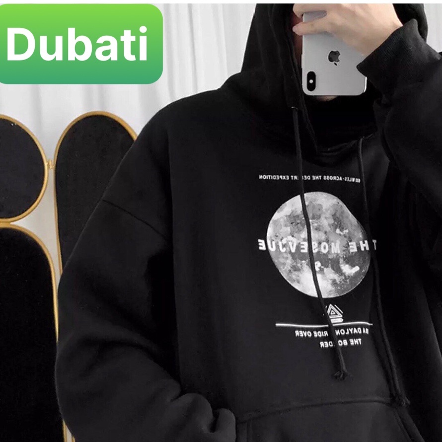 ÁO KHOÁC NỈ - ÁO KHOÁC HOODIE NAM NỮ MẶT TRĂNG TRÒN CHẤT NỈ DÀY TAY DÀI FROM RỘNG UNISEX- DUBATI FASHION