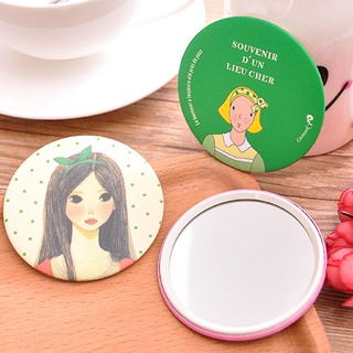Gương bỏ túi tròn họa tiết hoạt hình dễ thương