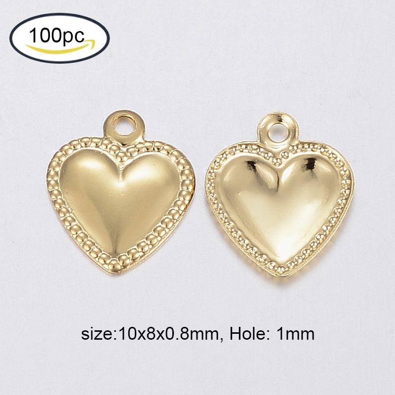 Set 2-100 Charm Lỗ Trái Tim Bằng Thép Không Gỉ 304 10x8x0.8mm 1mm
