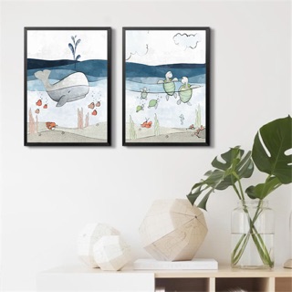 Bộ 2 tranh canvas hình rùa 30 x 40 ( có khung viền ) SR83
