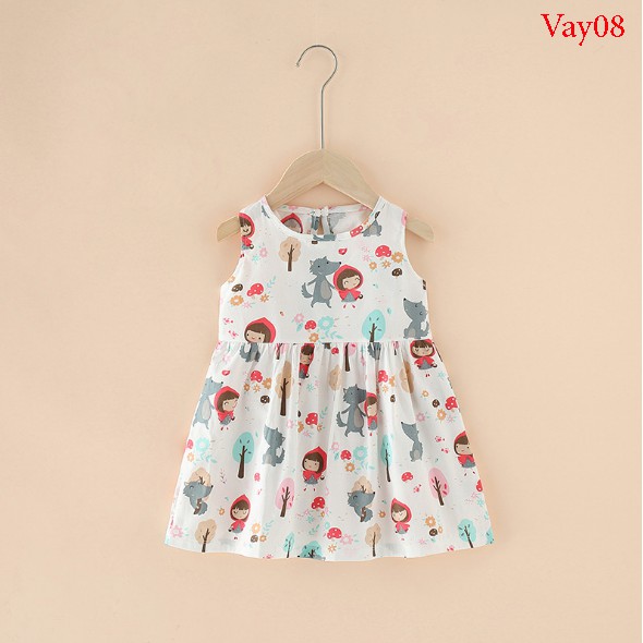 Váy mùa hè cho bé gái chất cotton thoáng mát nhiều họa tiết dễ thương VEMZKIDS
