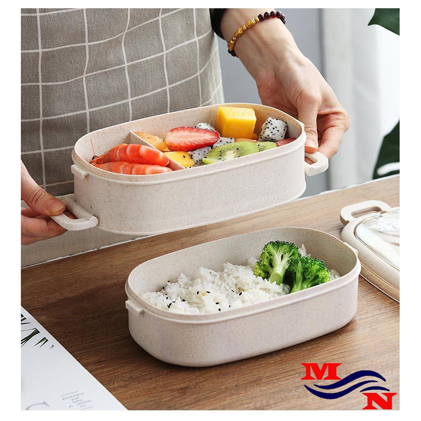 Hộp cơm 2 tầng Hàn Quốc, đựng thức ăn, ruột inox KT: 11cm×11.5cm×21cm