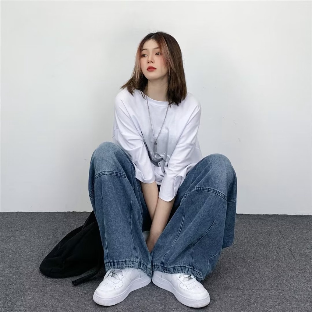 Quần Jean Nam Nữ Ống Rộng Dáng Suông Kiểu Hip-Hop quần ống rộng Đường Phố Cá Tính Quần jean ống rộng nam Thời Trang quần bò nam