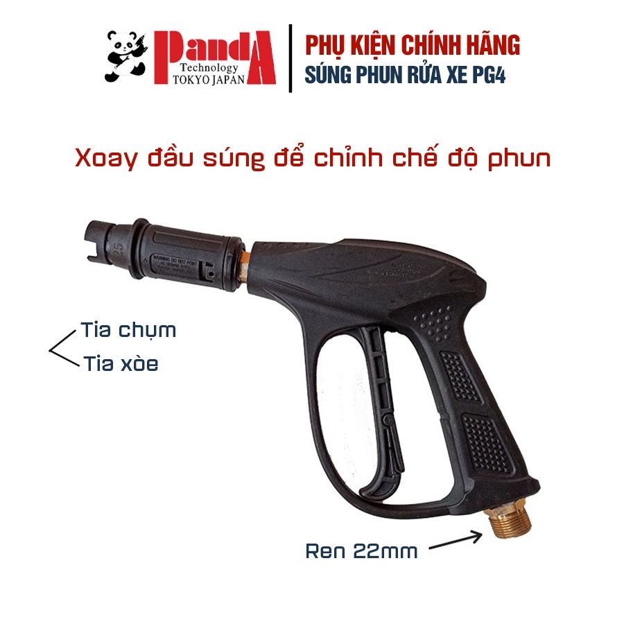 Súng phun rửa xe áp lực cao PANDA PG4 ren 22mm lõi thép cao cấp