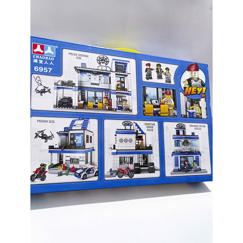 Lắp ráp xếp hình Lego City 6957 đồn cảnh sát 4 in 1 746 mảnh Trụ Sở Cảnh Sát Trực Thăng Xe Cảnh Sát