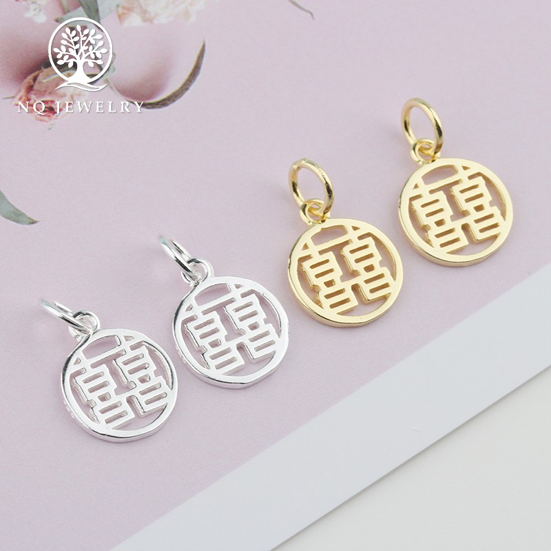 Charm bạc song hỷ treo 12x10x1mm - NQ Jewelry
