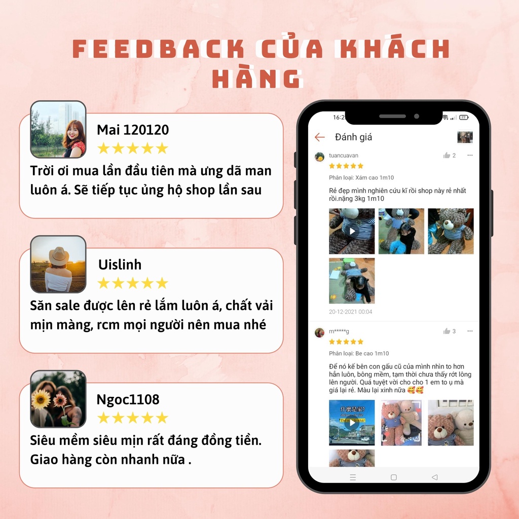 Gấu bông Teddy- Gấu Teddy nhồi bông khổng lồ - nâu đậm - kích thước