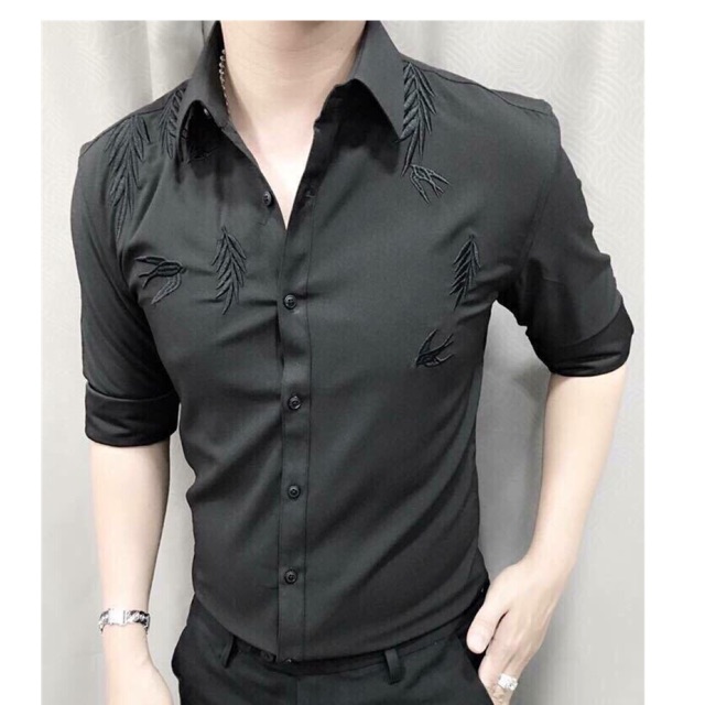 Áo sơ mi 3d nam phi lụa cao cấp thời trang 2018 ms582