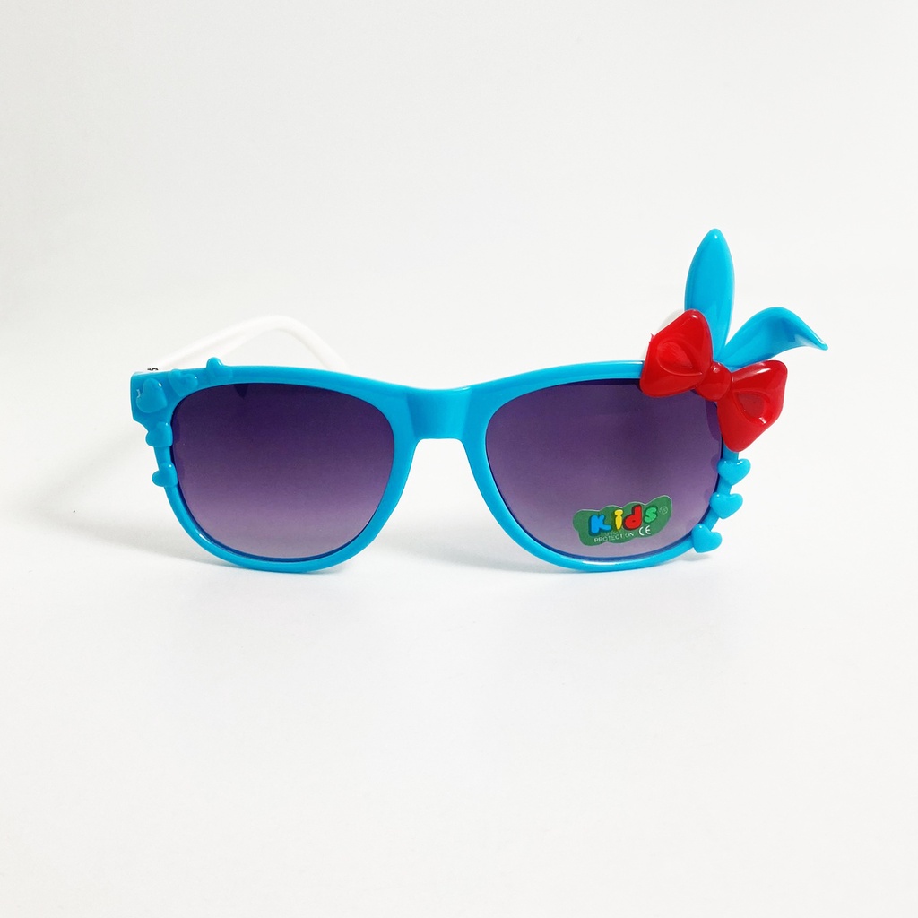 Kính mát trẻ em gọng nhựa JJ5002 kiểu kính đính nơ tai thỏ đáng yêu, tròng chống tia UV dành cho bé gái từ 1 đến 5 tuổi