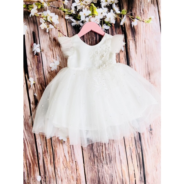 Đầm váy thiết kế công chúa dự tiệc trắng tinh cho bé từ 1 đến 10 tuổi BB02