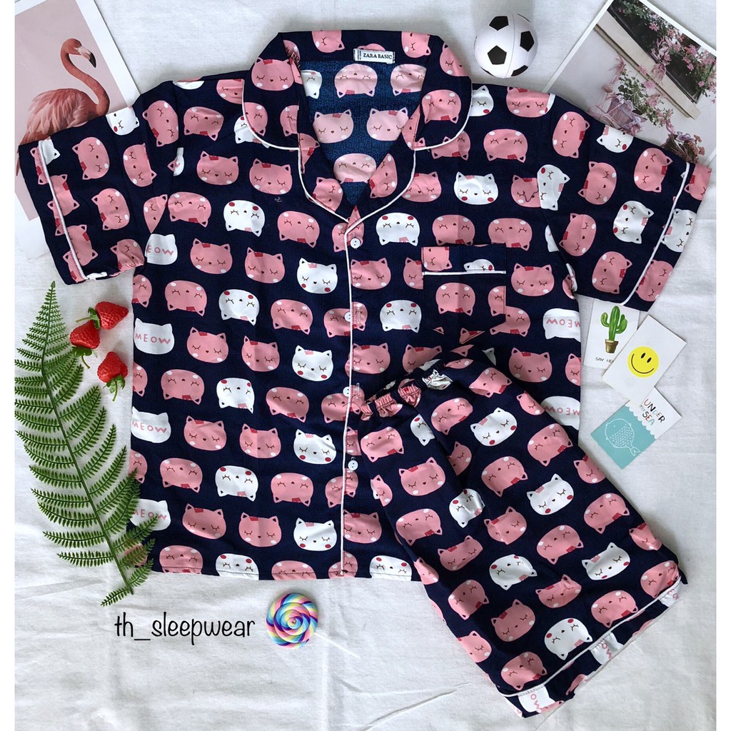 [Loại 1] Đồ bộ pijama full viền tay ngắn - quần ngắn (Kate Thái)