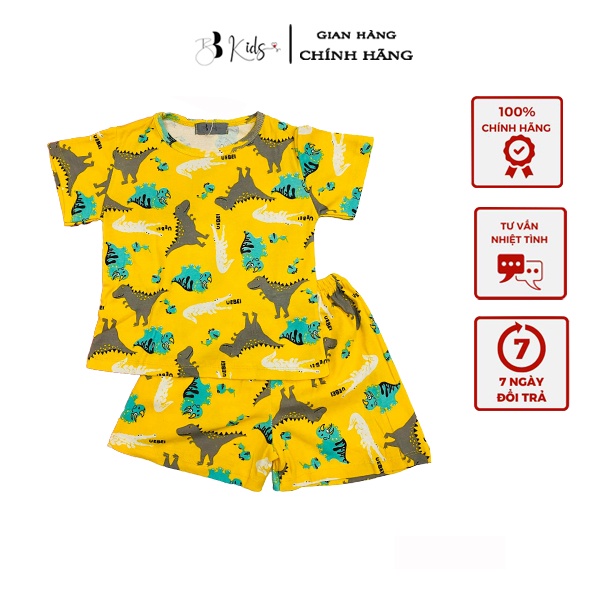 BB Kids Bộ Cotton Ngắn Tay Màu Vàng Cho Bé Trai