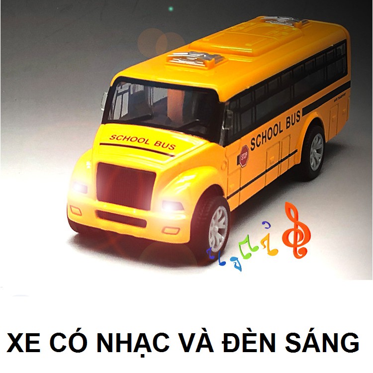 Xe ô tô đồ chơi trẻ em school bus cỡ nhỏ bằng kim loại có đèn và âm thanh tỉ lệ 1:36