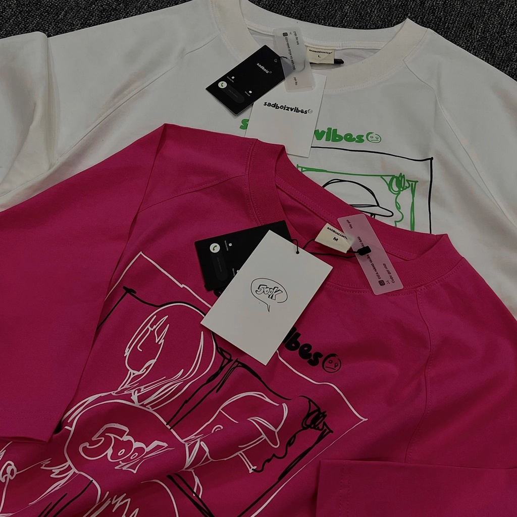 Áo Thun Sadboiz 500k Anniversary tee - pink/white