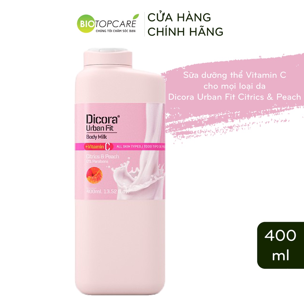 Sữa dưỡng thể Dicora Urban Fit Citrics & Peach Vitamin C 400ml - BioTopcare Official | BigBuy360 - bigbuy360.vn